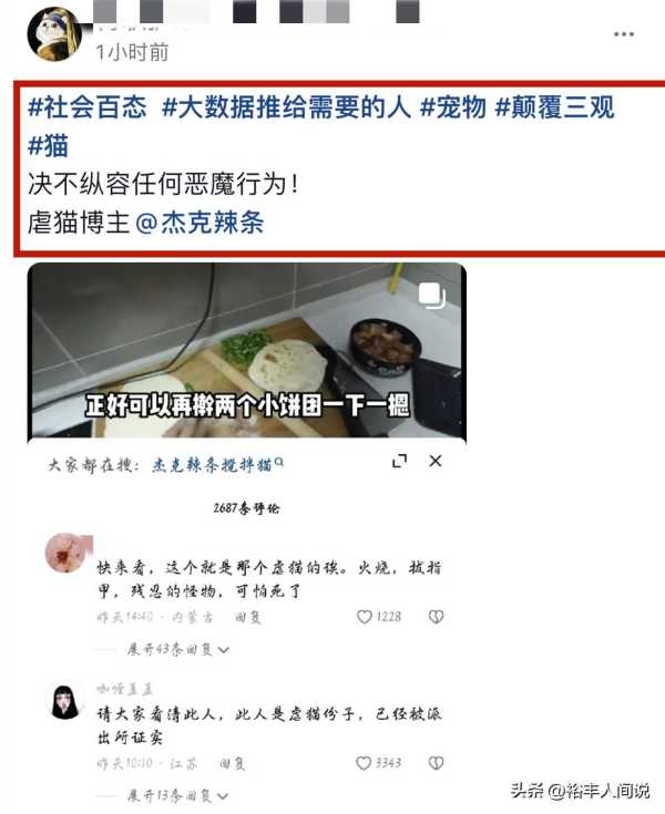 美食博主杰克辣条虐猫!绑树上用钳子夹猫爪