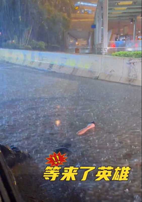 郑希怡香港暴雨中被困车内!容祖儿揸车好惊险