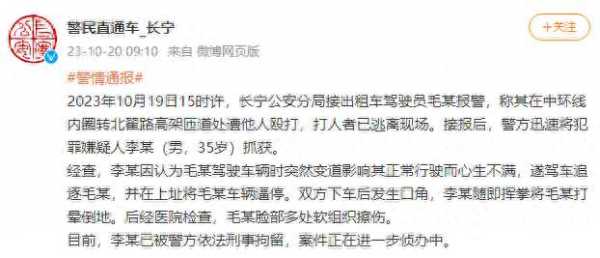 上海一男子逼停殴打的哥被刑拘