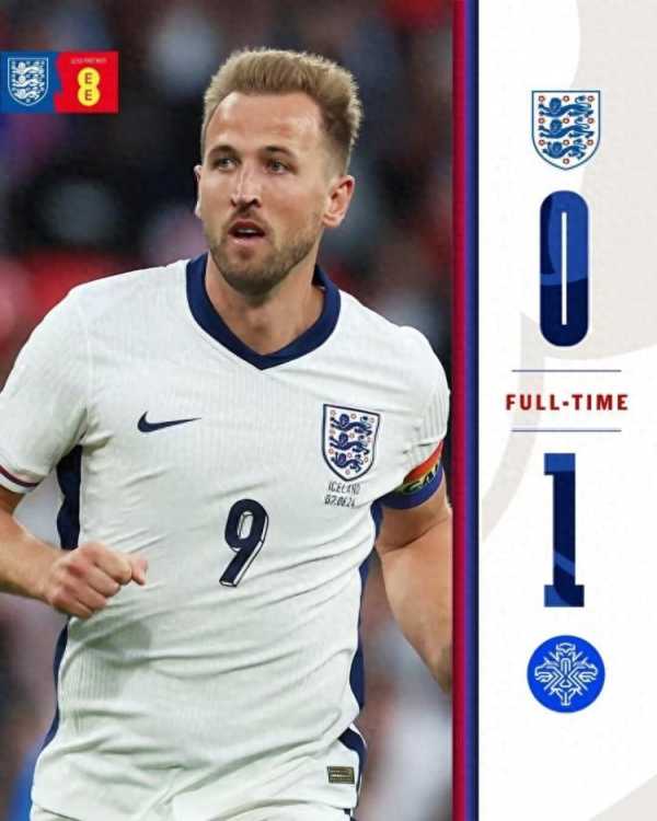 英格兰0:1冰岛!凯恩&帕尔默屡失良机