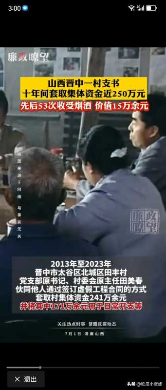 村支书十年间套取集体资金近250万