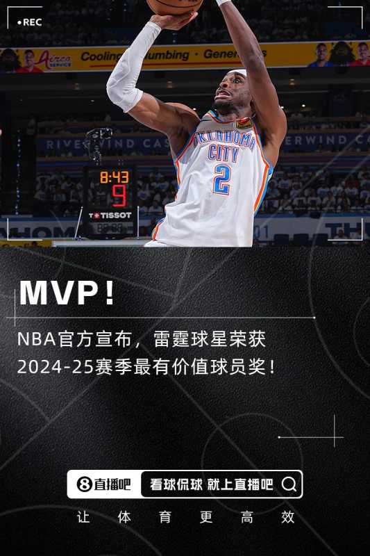 亚历山大当选2025NBA常规赛MVP