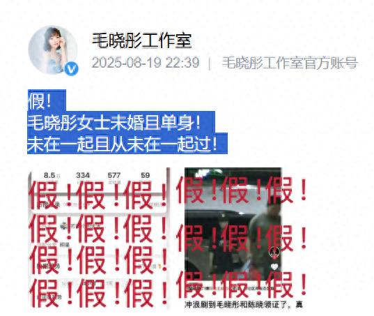 毛晓彤方否认与陈晓恋情:未婚且单身