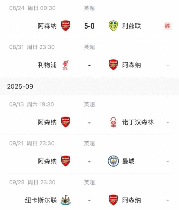 阿森纳两连胜后将迎来魔鬼赛程